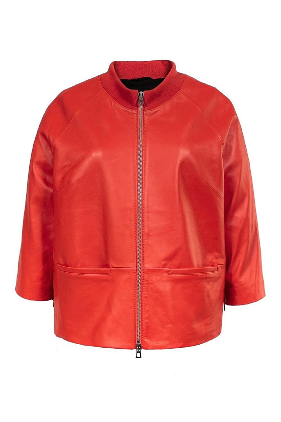 Коралловая кожаная куртка 22EM-P602